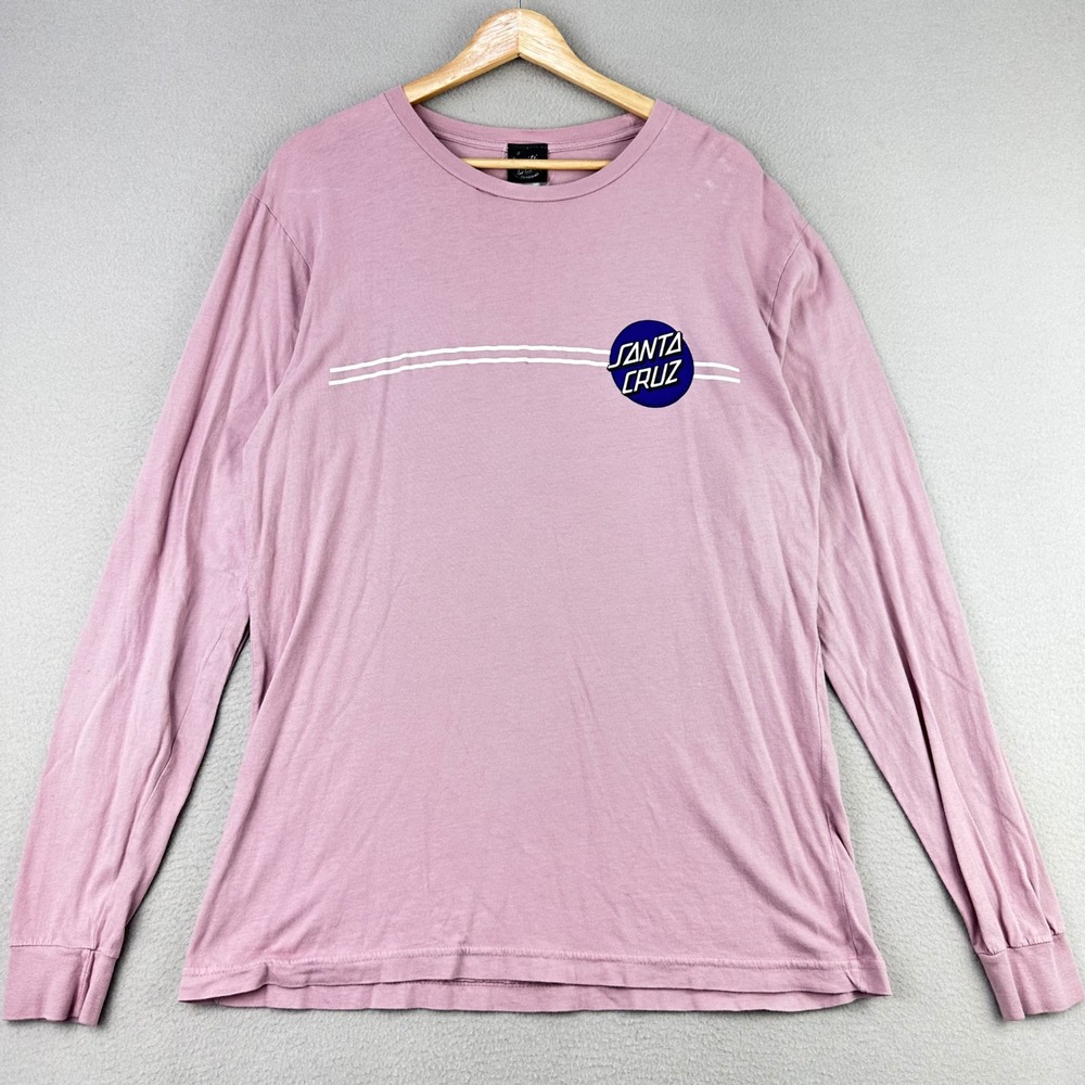 Santa Cruz T-Shirt Mens Large Faded Pink Long Sleeve Logo Graphic Tee Skater Y2K